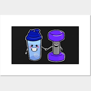 BFF Cute Protein Shaker And weights Posters and Art